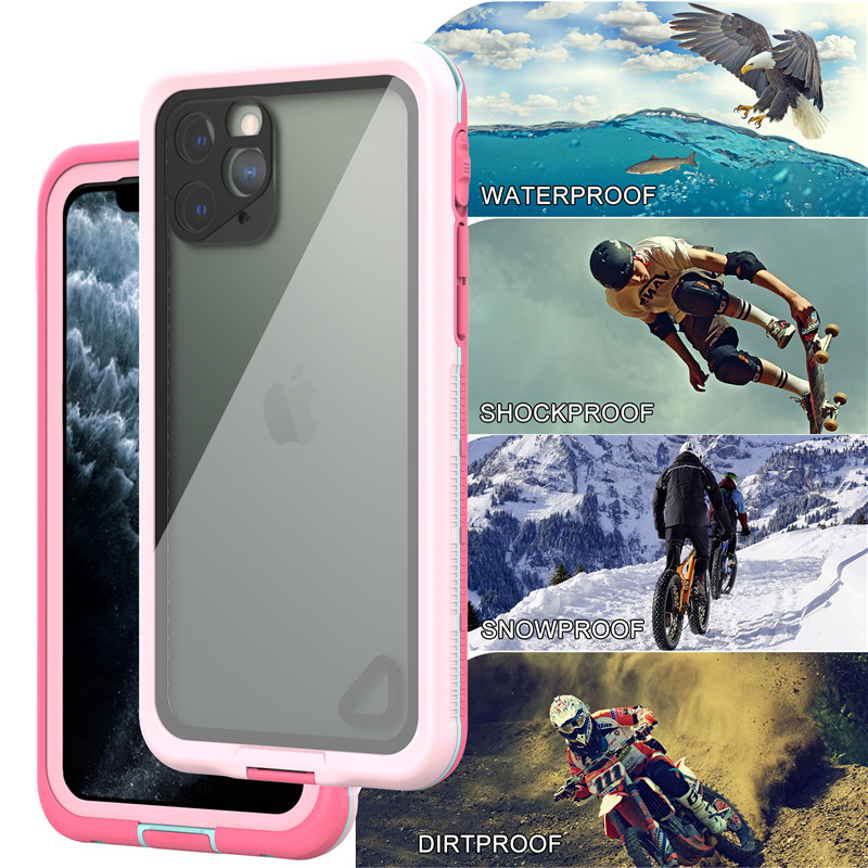 Iphone 11 pro lifeproof กรณี wterproof โทรศัพท์กระเป๋ากันน้ำที่ดีที่สุด puch สำหรับ iphone 11 pro (สีชมพู) ด้วยใสปกหลัง