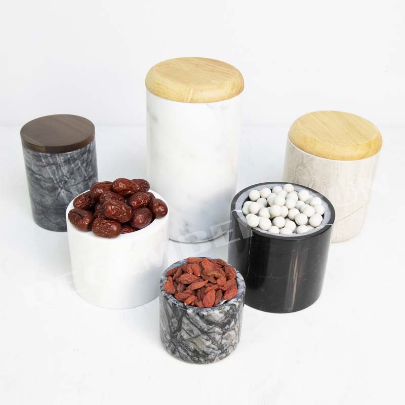 โถหินอ่อนพร้อมฝาภาชนะเครื่องใช้ในบ้าน