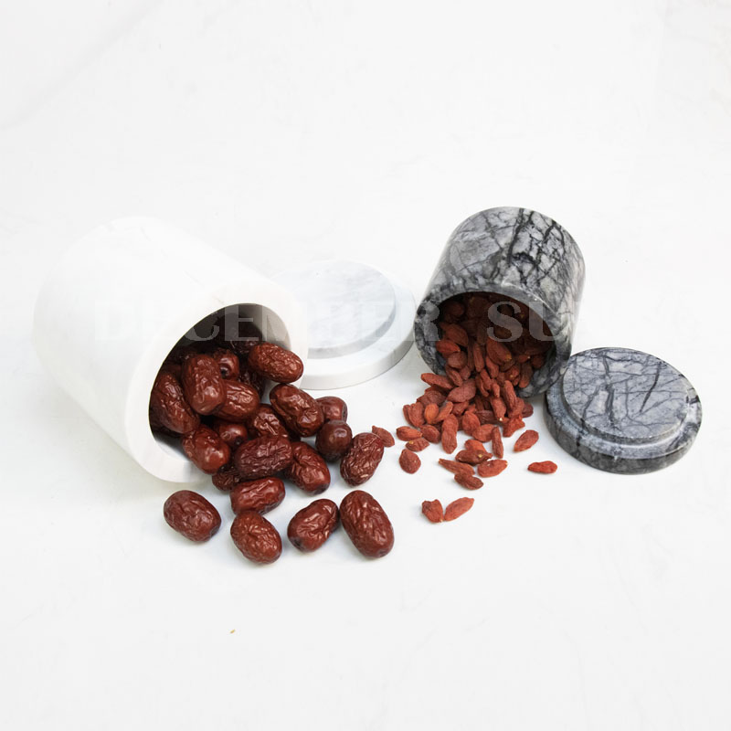 โถหินอ่อนพร้อมฝาภาชนะเครื่องใช้ในบ้าน