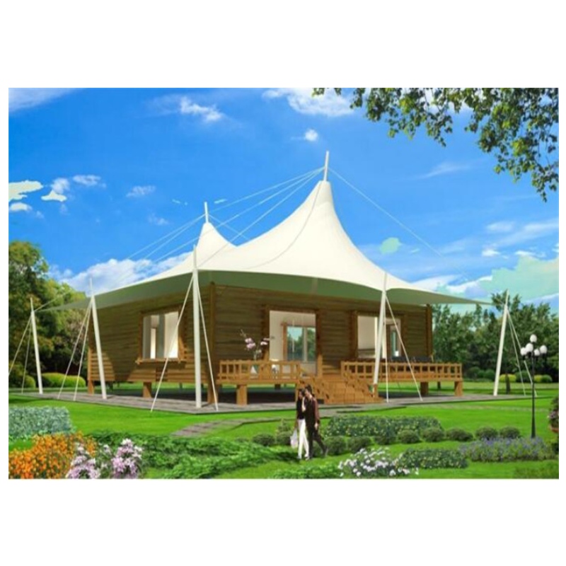 ขายด่วนบ้านสำเร็จรูป PVDF / วัสดุผ้า PTFE ค่ายเต็นท์ผนังกระจกโรงแรม Glamping เต็นท์สำหรับจังเกิ้ลรีสอร์ท