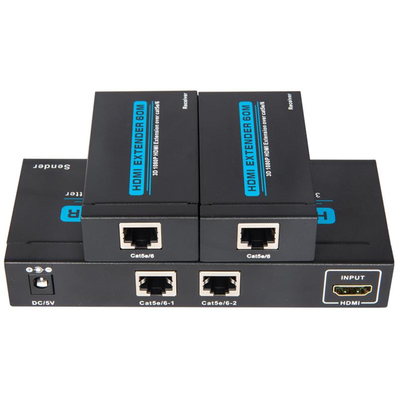 2 พอร์ต UTP HDMI 1x2 แยกกัน Cat5e / 6 เดี่ยวพร้อม 2 ตัวรับสูงถึง 60m