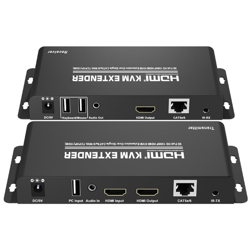 HDMI KVM Extender 150 ม. สูงกว่า CAT5e / 6 เดี่ยวด้วย TCP / IP รองรับ Full HD 1080P