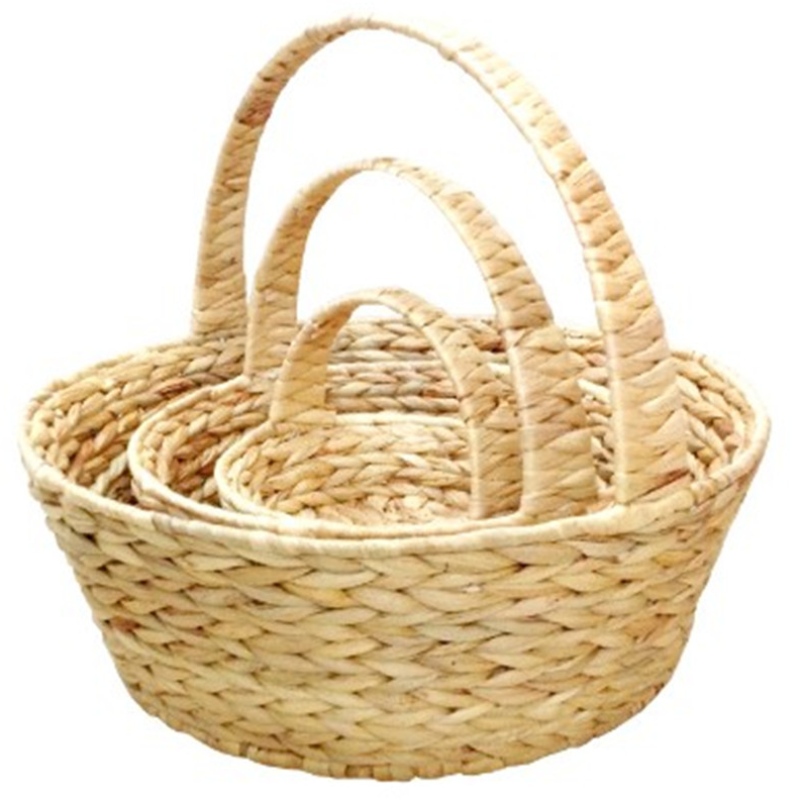 ตะกร้าผักตบชวาพร้อมที่จับ