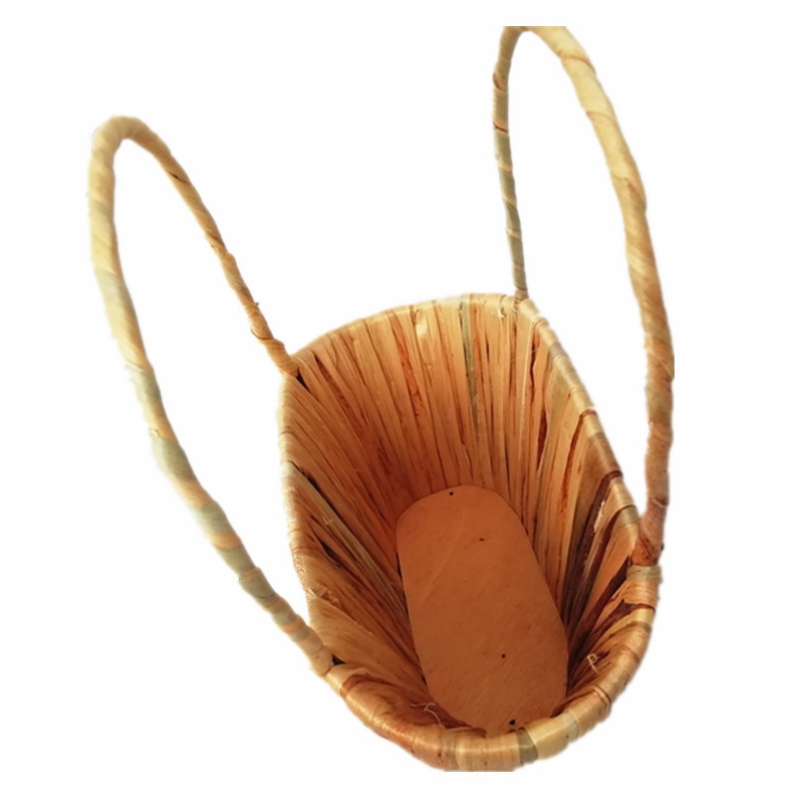 ตะกร้าฟางลายดอกไม้พร้อมหูหิ้ว