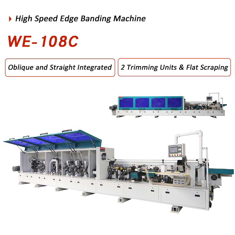 WE108C แบบเอียงและเครื่อง Edgebanding แบบบูรณาการตรง