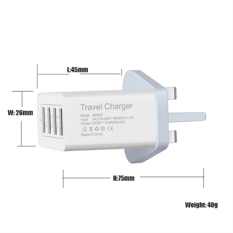 ปลั๊กอินได้อย่างรวดเร็ว 3.0.18w 4 2.1a พอร์ต USB แขวนผนังเครื่องชาร์จ AC เดินทางชาร์จอะแดปเตอร์ชาร์จแบบพกพา USB หลายเครื่องชาร์จ