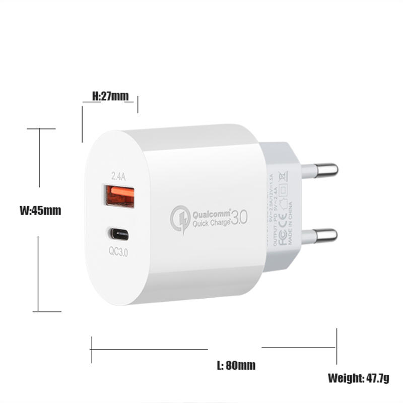 OEM Super รวดเร็วติดตั้งผนังอะแดปเตอร์ C qc 3.0-18w Pd ชาร์จ USB C อะแดปเตอร์เครื่องชาร์จแบบพกพา