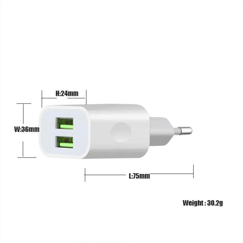 สองพอร์ตแบบพกพา EU / US กำแพงชาร์จ USB หลายพอร์ต usb ชาร์จ OEM / ODM