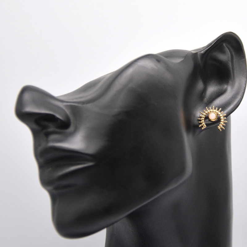 ต่างหูอาเกตเคลือบทองสแตนเลสสตีลต่างหูผู้หญิงทองจีนโรงงานแปรรูปเครื่องประดับ Ruifanbao