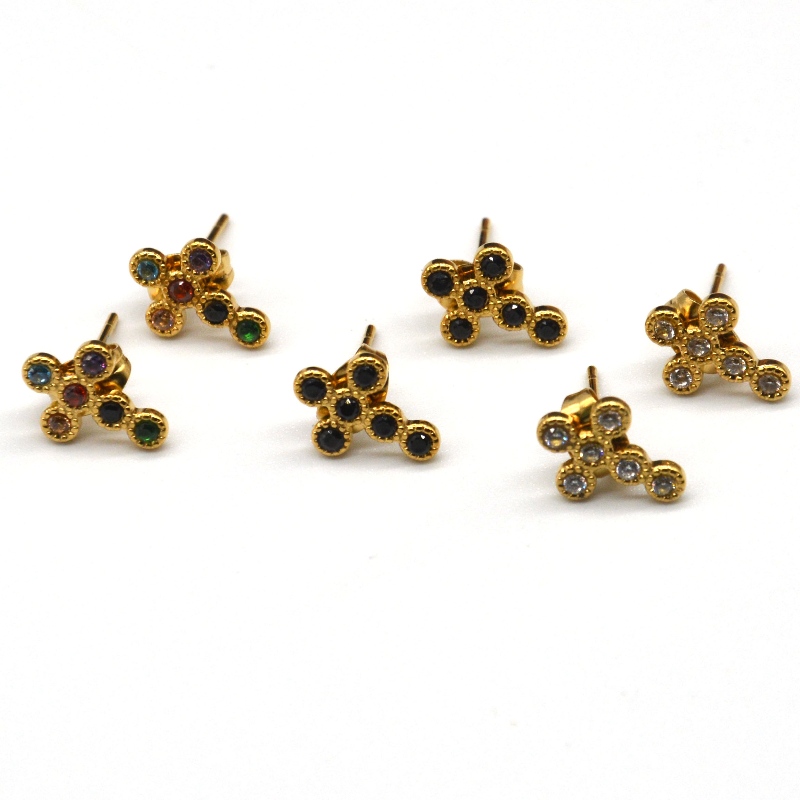 สตรีข้ามลูกบาศก์เซอร์โคเนียมินิพาเว่ข้ามต่างหูจีนโรงงานแปรรูปเครื่องประดับ Ruifanbao