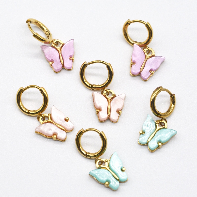 ต่างหูผีเสื้อผู้หญิงเครื่องประดับผีเสื้อสีต่างหูจี้ทองผู้หญิงของขวัญเทศกาลหญิง