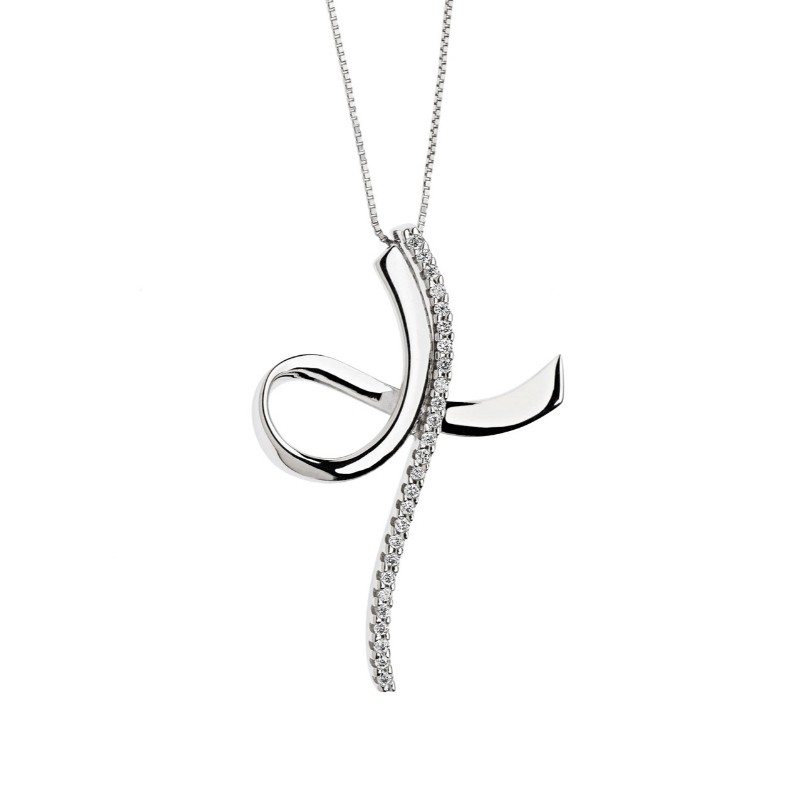 สุภาพสตรี Simple Cross Type 925 Silver Viscose Stone สร้อยคอ China Ruifanbao Jewelry Factory