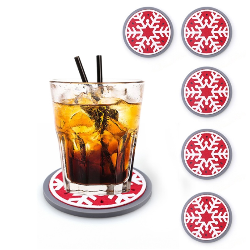 แผ่นรองแก้วคริสต์มาสหนา 10 รอบ