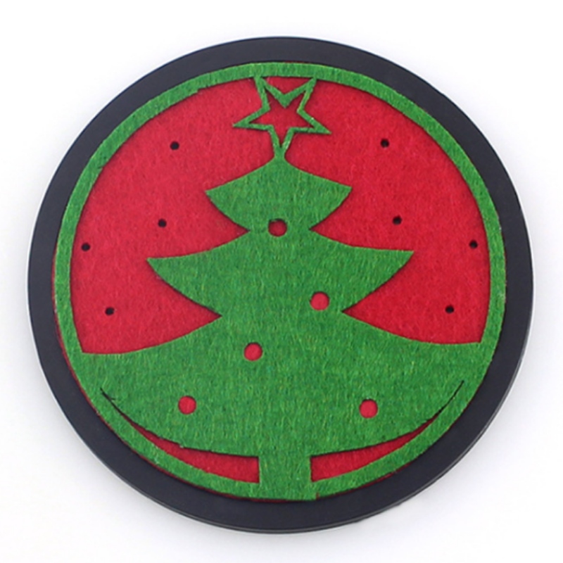 แผ่นรองแก้วคริสต์มาสหนา 10 รอบ