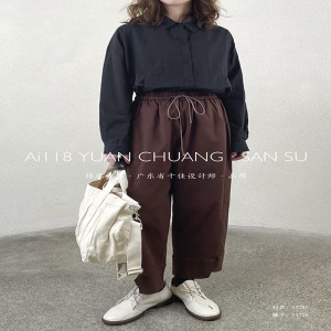 กางเกงผู้หญิงหลวมเหมาะสําหรับโอกาสใดๆสบายที่สุดสไตล์ผ้าฝ้ายผ้าลินินกําหนดเอง 11726 กางเกงหลวมแฟชั่น