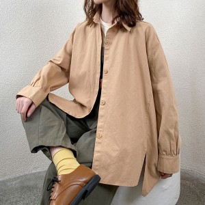 ง่ายออกแบบแฟชั่นสบายๆสีทึบลายลายตารางหมากรุกขนาดใหญ่ที่กำหนดเอง 17757 เสื้อหลวม