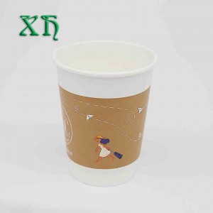 ถ้วยกาแฟกระดาษสองชั้นแบบกำหนดเอง 12oz ถ้วยกระดาษไป