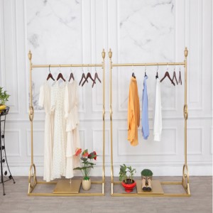 tmj-pp-565 มัลติฟังก์ชันปรับความสูงของชั้นแสดงเสื้อผ้าโลหะทอง