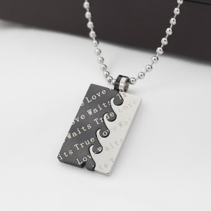 ขายส่งสแตนเลสสตีลทูอินวันสร้อยคอจี้รักแท้