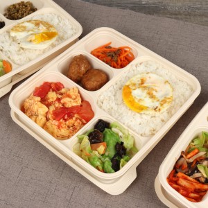ภาชนะบรรจุอาหารย่อยสลายได้กล่องอาหารกลางวันเป็นมิตรกับสิ่งแวดล้อม Takeaway Disposable Cornstarch Lunch Box