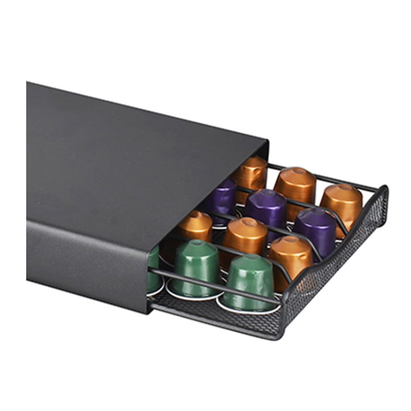 tmj-pp-584 โลหะโครเมี่ยมสี่ฝักกาแฟแคปซูลสนับสนุนสำหรับชั้นแสดงครัวที่บ้าน
