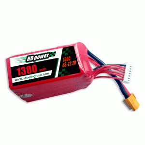 HD POWER 1300mAh 100C 6S 22.2V FPV lipo แบตเตอรี่
