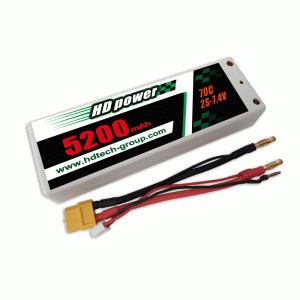 HD 5200mAh 70C 2S 7.4V แบตเตอรี่ LiPO แบบแข็ง