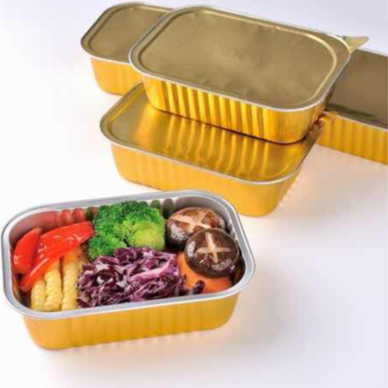 อาหารที่ใช้แล้วทิ้งใช้อลูมิเนียมฟอยล์ภาชนะบรรจุอาหาร Takeaway กล่องอาหารอลูมิเนียมฟอยล์ย่อยสลายได้ทางชีวภาพ