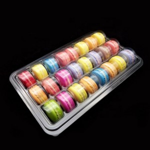 ขนาดที่กำหนดเอง macarons กล่อง 24 ช่องใสกล่องบรรจุภัณฑ์ขนมกล่องพุพอง