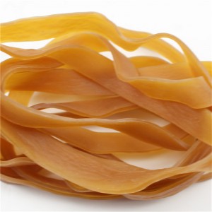 ผู้ผลิตกำหนดเองแถบยางยาวและกว้างขึ้นสีเหลืองใสยืดหยุ่นสูงไม่ง่ายที่จะทำลายแถบยางขนาดใหญ่