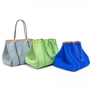 ขายส่งพิมพ์ Neoprene แฟชั่นกระเป๋าชายหาดกระเป๋ากันน้ำ Neoprene Beach Tote ในสต็อกที่จะขาย