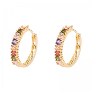 INS บุคลิกภาพในยุโรปและอเมริกาโอ้อวดตารางเพทายต่างหูต่างหูหญิงทองแดงบริสุทธิ์ชุบทองไมโครอินเดียนแดงต่างหูต่างหูขายส่ง