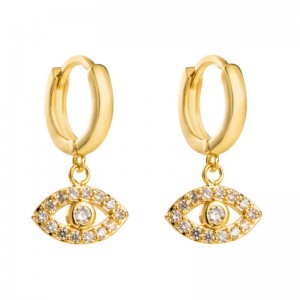 ใหม่เครื่องประดับขนาดเล็กสดอารมณ์ Eye Earrings หญิง INS ทองแดงชุบจริงทองไมโครอินแล้ดเพทายต่างหูต่างหู