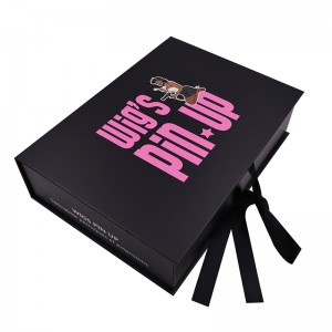 การรวมกลุ่มผมกล่องบรรจุภัณฑ์ถุงขยายด้วยซาตินมนุษย์สานผมกล่องเก็บของขวัญที่มีการปิดริบบิ้นสำหรับอุปกรณ์วิกผม