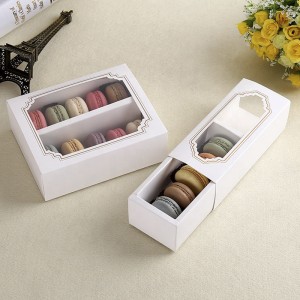 กล่องเก็บประเภทลิ้นชักรีไซเคิลกล่องอาหารกล่องกระดาษ macaron สีขาว