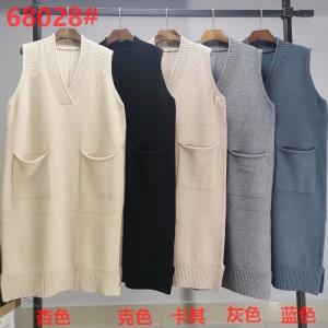 เทรนด์แฟชั่นสบาย ๆ Joker ถักเสื้อคอวี 68028#