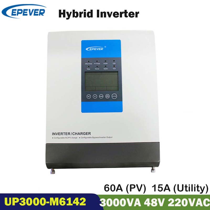 EPEVER MPPT 3000 วัตต์อินเวอร์เตอร์พลังงานแสงอาทิตย์ 60A 48 โวลต์เพียวไซน์คลื่นไฮบริดอินเวอร์เตอร์ 220 โวลต์ 230 โวลต์ Soar ชาร์จ Impersor U O Uhower M6142