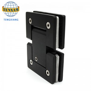 ห้องน้ำบานพับประตูกระจกสีดำปรับประตูห้องอาบน้ำบานพับหมุนบานพับ Frameless