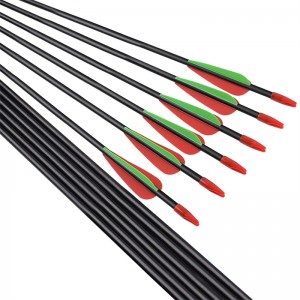 ELONG กลางแจ้ง 114478 ID5mm 28 นิ้วไฟเบอร์กลาสลูกศรปรับปรุง Vane TPU สำหรับยิงธนูเป้าหมายการกระหาย