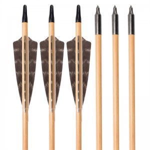 ELONG กลางแจ้ง 117027-01 OD9MM 30 นิ้วลูกศรไม้ที่มีขนยิงธนูขนแปรงแบบดั้งเดิมยิงธนู