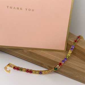 แฟชั่นยุโรปและอเมริกาชุบทองแดงสร้อยข้อมือทองคำขาว 18K