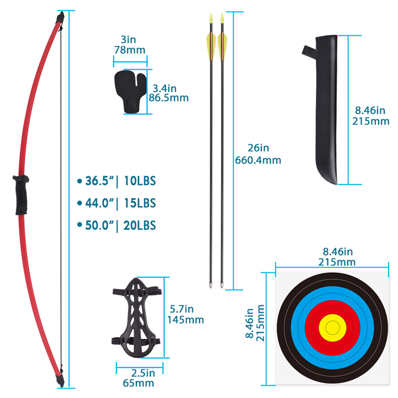 210038 Nika Archery 44inch 15lbs Youth Bow for Archer Outdoor&indoor เป้าหมายการยิง
