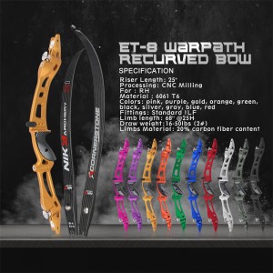 Nika Archery 68inch Recurve Bow พร้อมแขนขาคาร์บอน C1 สำหรับการถ่ายภาพกีฬากลางแจ้ง