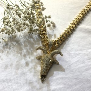 Zircon Solid Deer หัวฮิปฮอปสร้อยคอ