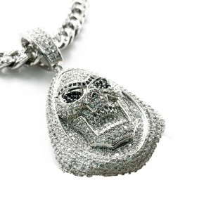 หัวปีศาจ Zircon encrusted Hip-hop ใหม่ดูเหมือนสร้อยคอเพชร
