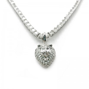 ชุบทองจริงส่วนบุคคลฮิปฮอปทองแดงหัวสิงโตจี้สร้อยคอโซ่คิวบา (ขนาดเล็ก)