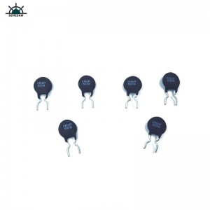 ประเทศจีน ODM OEM ตัดตะกั่วโค้งรูปร่างสีดำ 5 โอห์ม 5D9 เส้นผ่าศูนย์กลาง 9 มิลลิเมตรตัวต้านทานพลังงานเทอร์มิสเตอร์