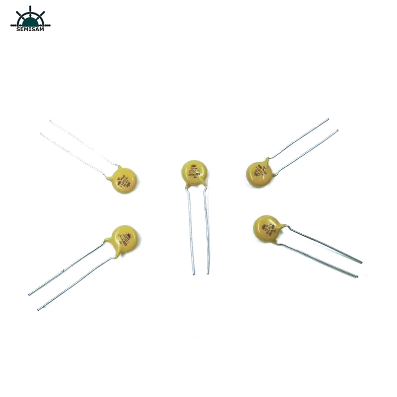 ประเทศจีนชิ้นส่วนอิเล็กทรอนิกส์ ODM, Yellow Mov 7mm HVR07D511K Varistor สังกะสีออกไซด์สำหรับเครื่องใช้ในครัวเรือน