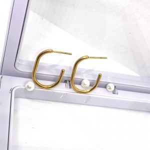 สแตนเลสสูญญากาศชุบทอง 18K/14K ต่างหูห่วง