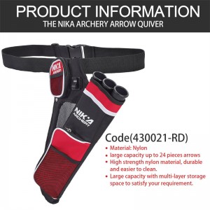 Nika ยิงธนู 430021 RH สีแดง 3 หลอดสะโพกสั่นล่าสัตว์ฝึกยิงธนูลูกศรสั่นผู้ถือโบว์เข็มขัดเอวแขวนเป้าหมายสั่น